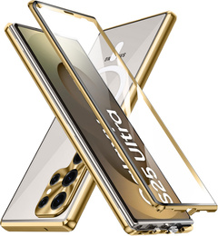 Carcasa Magnetic Dual Glass MagSafe pentru Samsung Galaxy S25 Ultra, de aur
