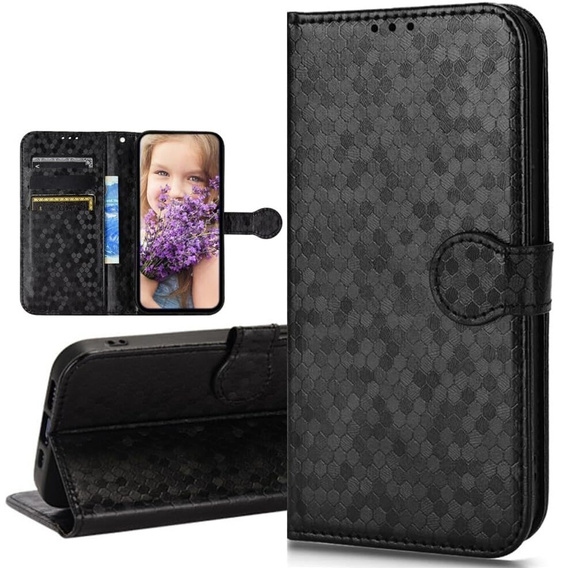 Husa cu clapetă pentru Infinix Hot 40i, Wallet Rhombus, negru