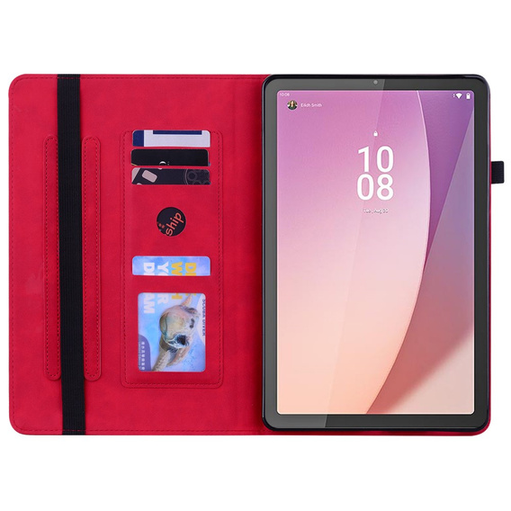 Huse pentru Lenovo Tab M9, Wallet Pen Slot, roșu