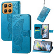 Cu clapetă pentru Motorola Moto G15 / Motorola Moto G15 Power, Butterfly, albastru