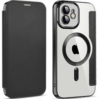 Cu clapetă pentru iPhone 12, RFID Wallet MagSafe CamShield, negru
