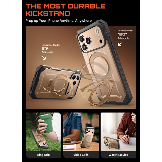 Carcasă Supcase pentru iPhone 17 Pro Max, Unicorn Beetle Grip Pro Mag, Desert Gold