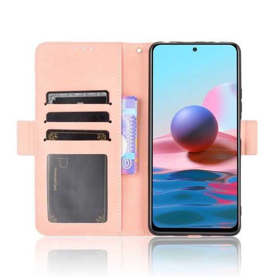 Cu clapetă pentru Xiaomi Redmi Note 10 Pro, Card Slot, roz