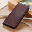 Husa cu clapetă pentru Xiaomi Poco F6 Pro, Split Leather, maro