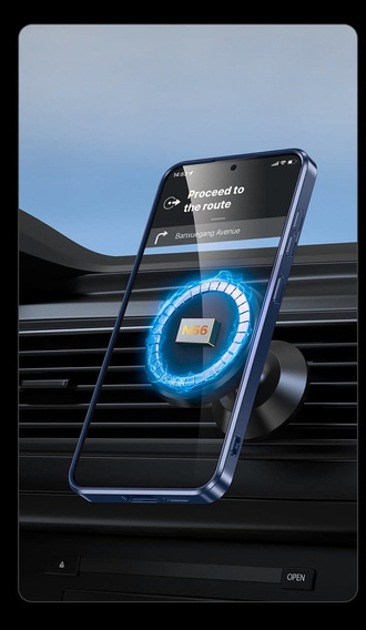 Husă pentru Samsung Galaxy A56, Electro MagSafe, albastru închis + Sticlă pentru ecran
