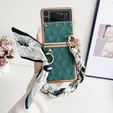 Husă pentru Samsung Galaxy Z Flip4 5G, Grid Leather, verde