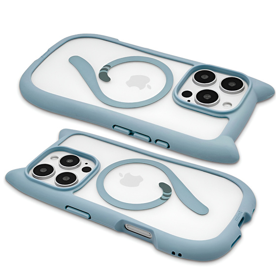 Husă pentru iPhone 16 Pro, pentru MagSafe, Cute Cat, albastru + sticlă pentru ecran