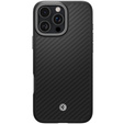Carcasa Spigen pentru iPhone 16 Pro Max, Enzo Aramid MagSafe, negru carbon / argintiu + 9H Tempered Glass