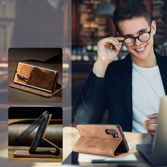 Husa CASEME pentru Huawei P30 Pro, Leather Wallet Case, maro