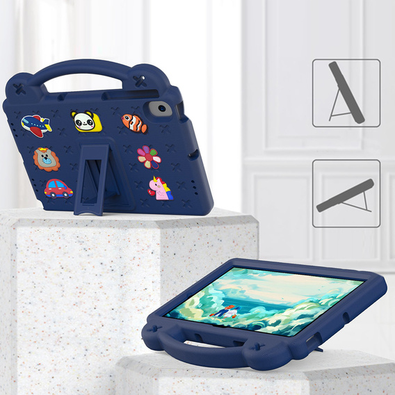 Husă pentru copii pentru Samsung Tab A8 X200 / X205, Cute Patterns, cu suport, albastru închis