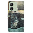 Cu clapetă pentru Xiaomi Redmi 13C / Poco C65, Wallet, Cat & Tiger