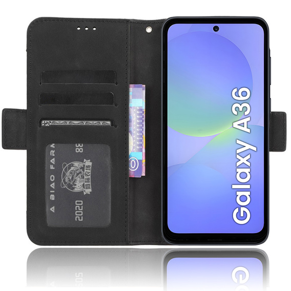 Cu clapetă pentru Samsung Galaxy A36, Card Slot, negru