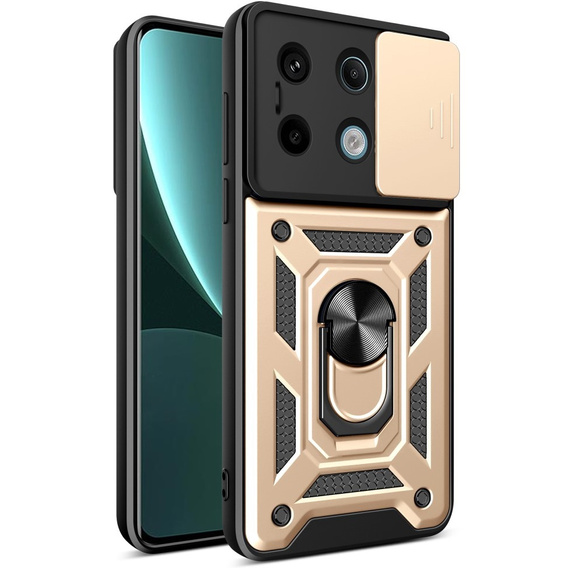 Husă blindată pentru Xiaomi Redmi Note 13 Pro 5G, CamShield Slide, de aur