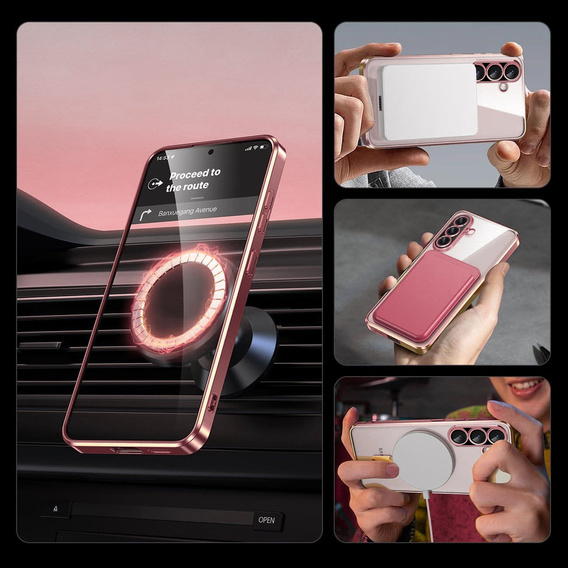 Husă pentru Samsung Galaxy A26, Electro MagSafe, roz rose gold + Sticlă pentru ecran