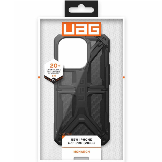 Carcasă Urban Armor Gear pentru iPhone 15 Pro, Monarch, carbon negru