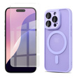 Husă pentru iPhone 16 Pro, pentru MagSafe, ERBORD Matt Case, violet + sticlă pentru ecran