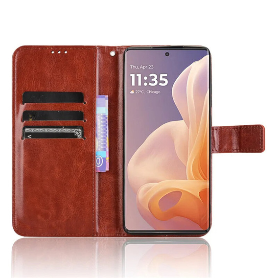 Cu clapetă pentru Motorola Moto G85, Crazy Horse Wallet, maro