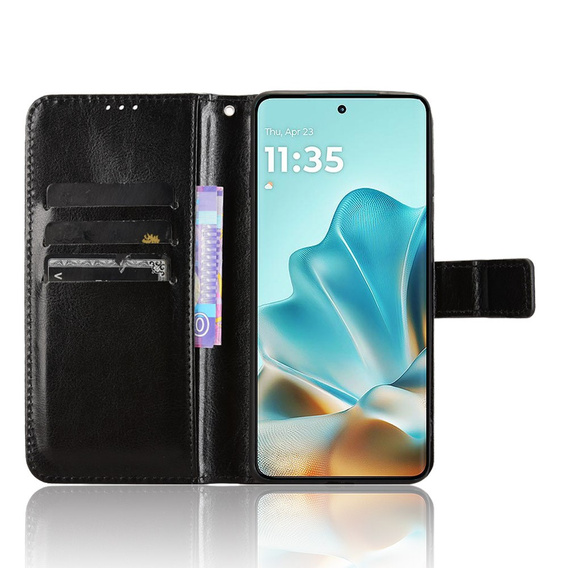Cu clapetă pentru Motorola Edge 60 / 60 Fusion, Crazy Horse Wallet, negru