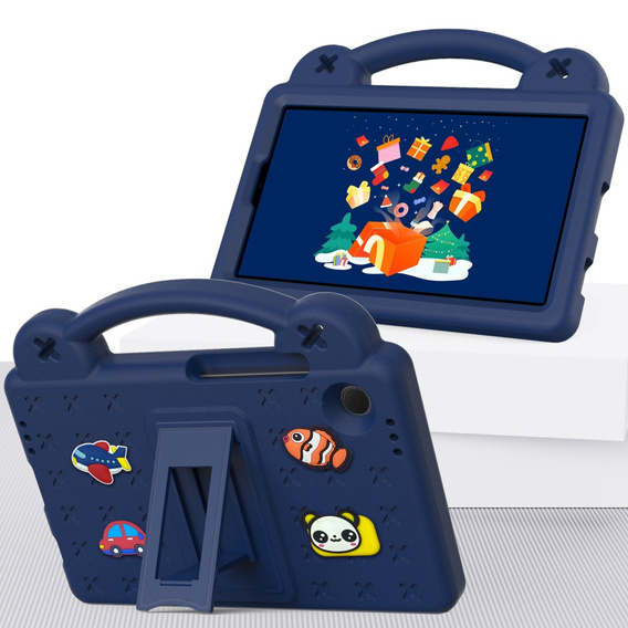 Husă pentru copii pentru Samsung Galaxy Tab A9, Cute Patterns, cu suport, albastru închis