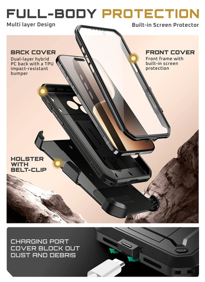 Carcasă Supcase pentru iPhone 17 Pro Max, Unicorn Beetle Pro, negru