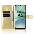 Cu clapetă pentru Xiaomi Redmi A5, Crazy Horse Wallet, de aur