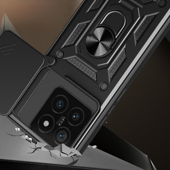 Husă blindată pentru Xiaomi 14T Pro, CamShield Slide, negru