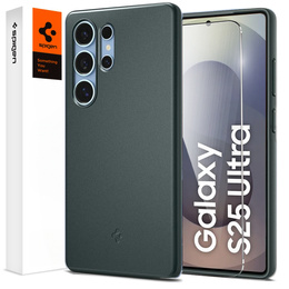 Carcasa Spigen pentru Samsung Galaxy S25 Ultra, Thin Fit Mag, verde + sticlă temperată 9H