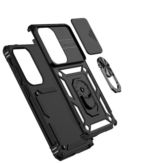 Husă blindată cu suport și capac pentru lentilă pentru Samsung Galaxy S26 Ultra