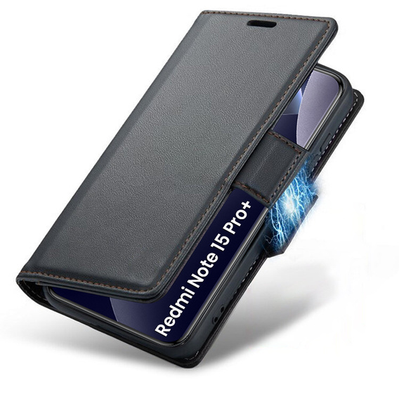 Husă flip lucioasă ERBORD Litchi pentru Xiaomi Redmi Note 15 Pro Plus 5G / Poco M8 Pro 5G