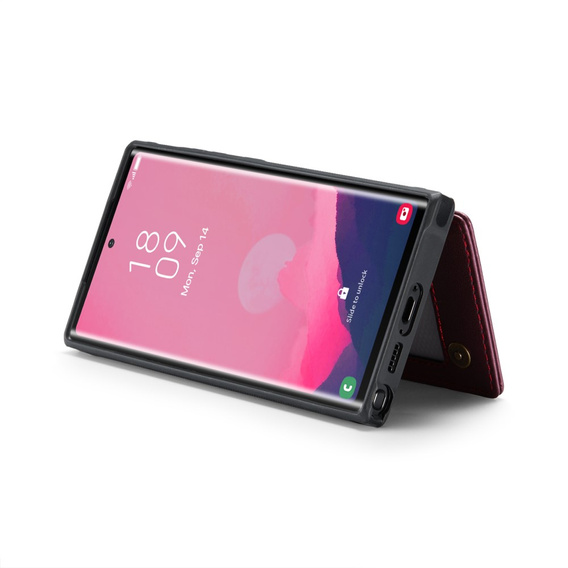 Husa cu clapetă CASEME pentru Samsung Galaxy S25 Ultra, Litchi Wallet, roșu