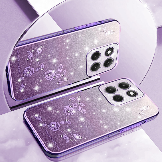 Husă pentru Motorola Moto G86 5G, Glitter Flower, violet