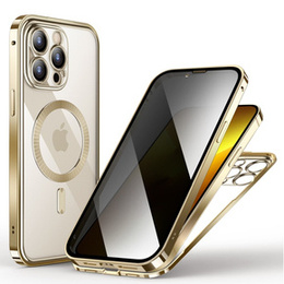 Husă pentru iPhone 13 Pro, Privacy Dual Glass, pentru MagSafe, de aur