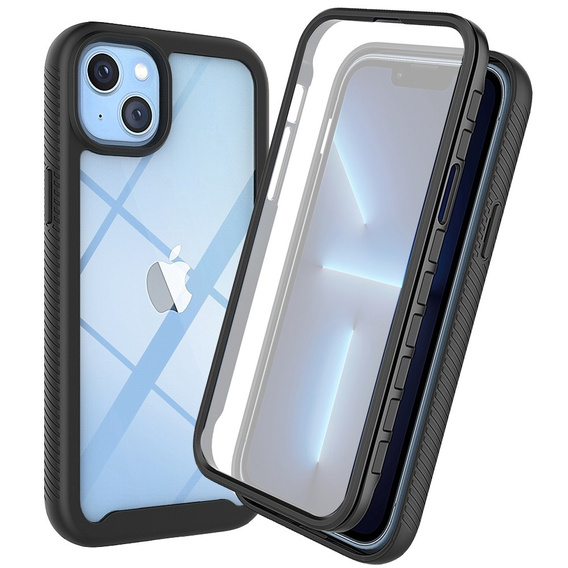Carcasă pentru iPhone 14, Shockproof, cu folie, negru