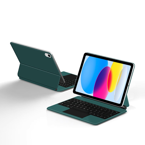 Husă de tastatură pentru iPad 10.9" 2022 (10 gen.) / iPad 11" 2025 A16 (11 gen.), Magnetic Keyboard Touchpad, verde