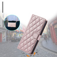 Husă cu clapetă pentru Samsung Galaxy S24 FE, Rhombus Crossbody Leather, roz rose gold