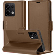 Husă pentru Xiaomi Redmi Note 13 Pro 4G / Xiaomi Redmi Note 14S / Xiaomi Poco M6 Pro 4G, ERBORD Glossy Litchi, portofel cu clapetă, maro