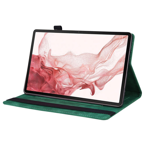 Husă pentru Samsung Galaxy Tab S10 FE+ Plus, Classic, cu spațiu pentru stylus, verde