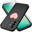 Carcasa pentru Samsung Galaxy A26, Silicone Heart, negru + Sticlă temperată 9H