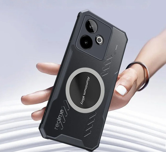Carcasă pentru Realme GT 7 / 7T, cu placă magnetică, transparent / negru