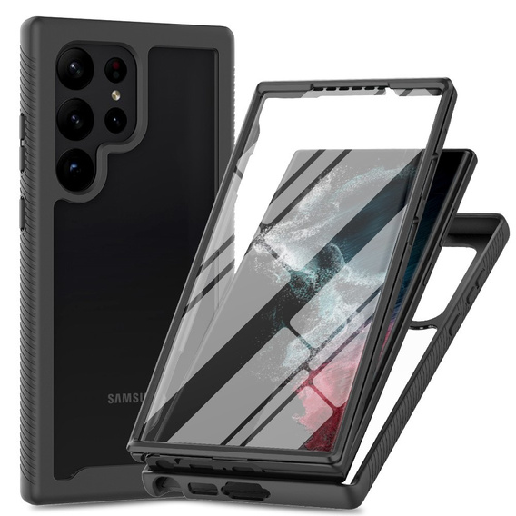 Carcasă pentru Samsung Galaxy S25 Ultra, Shockproof, cu folie, negru
