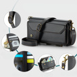 Husă CASEME pentru Samsung Galaxy Z Fold6 5G, RFID Leather Wallet, cu curea de umăr, negru