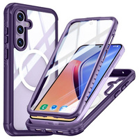 Husă pentru Samsung Galaxy A55 5G, Shockproof, cu sticlă, pentru MagSafe, violet