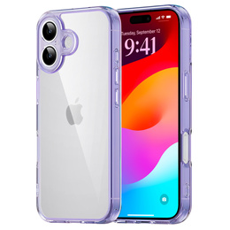 Husă pentru iPhone 17, cu capac pentru cameră, transparentă cu laturi mov