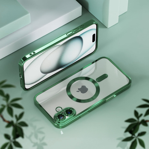 Husă pentru iPhone 16, Electro MagSafe, verde + Sticlă pentru ecran
