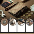 Husa CASEME pentru Samsung Galaxy A56 5G, Leather Wallet Cash and Card Slots, cu curea, maro