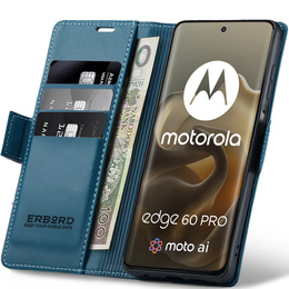 ERBORD Portofel Glossy Litchi cu clapetă pentru Motorola Edge 60 Pro