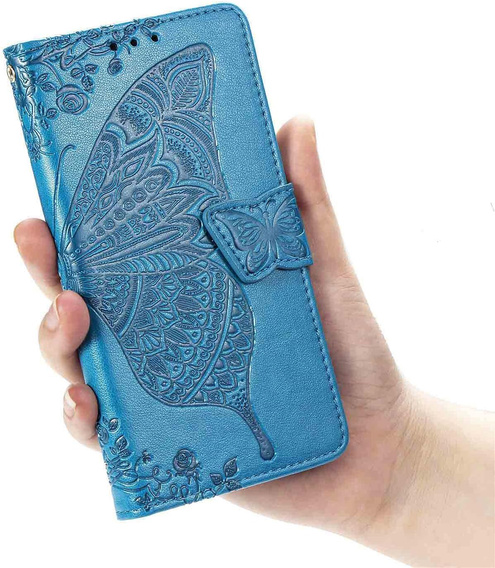 Carcasă cu clapetă pentru Oppo Reno 14F, portofel, Butterfly, albastru