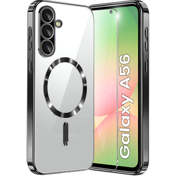 Husă pentru Samsung Galaxy A56, Electro MagSafe, negru + Sticlă pentru ecran