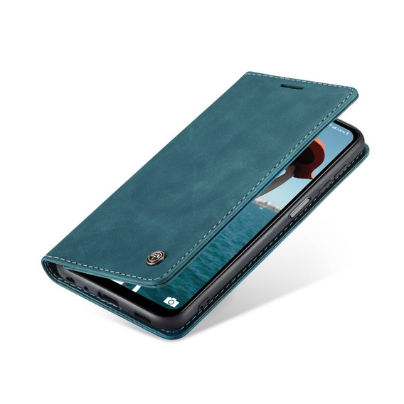 Husa CASEME pentru Samsung Galaxy A12 / M12 / A12 2021, Leather Wallet Case, albastru