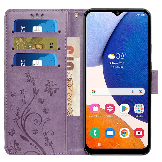 Cu clapetă pentru Samsung Galaxy S23 FE, Butterfly, violet
